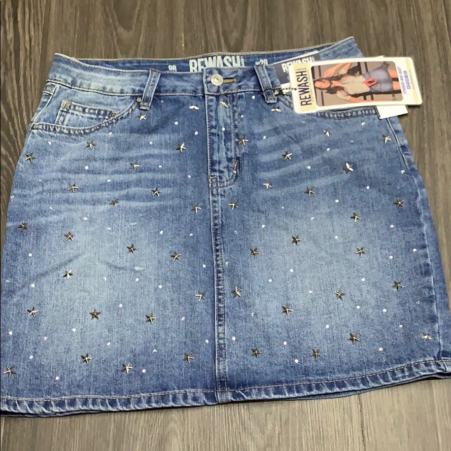 Rewash Studded Mini Denim Skirt
